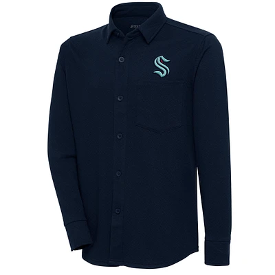 Men's Antigua Deep Sea Blue Seattle Kraken Streamer Button-Up Shacket
