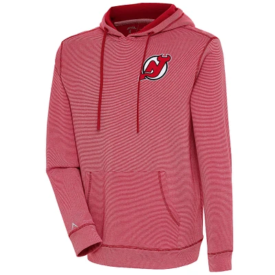 Men's Antigua Red New Jersey Devils Axe Bunker Tri-Blend Pullover Hoodie