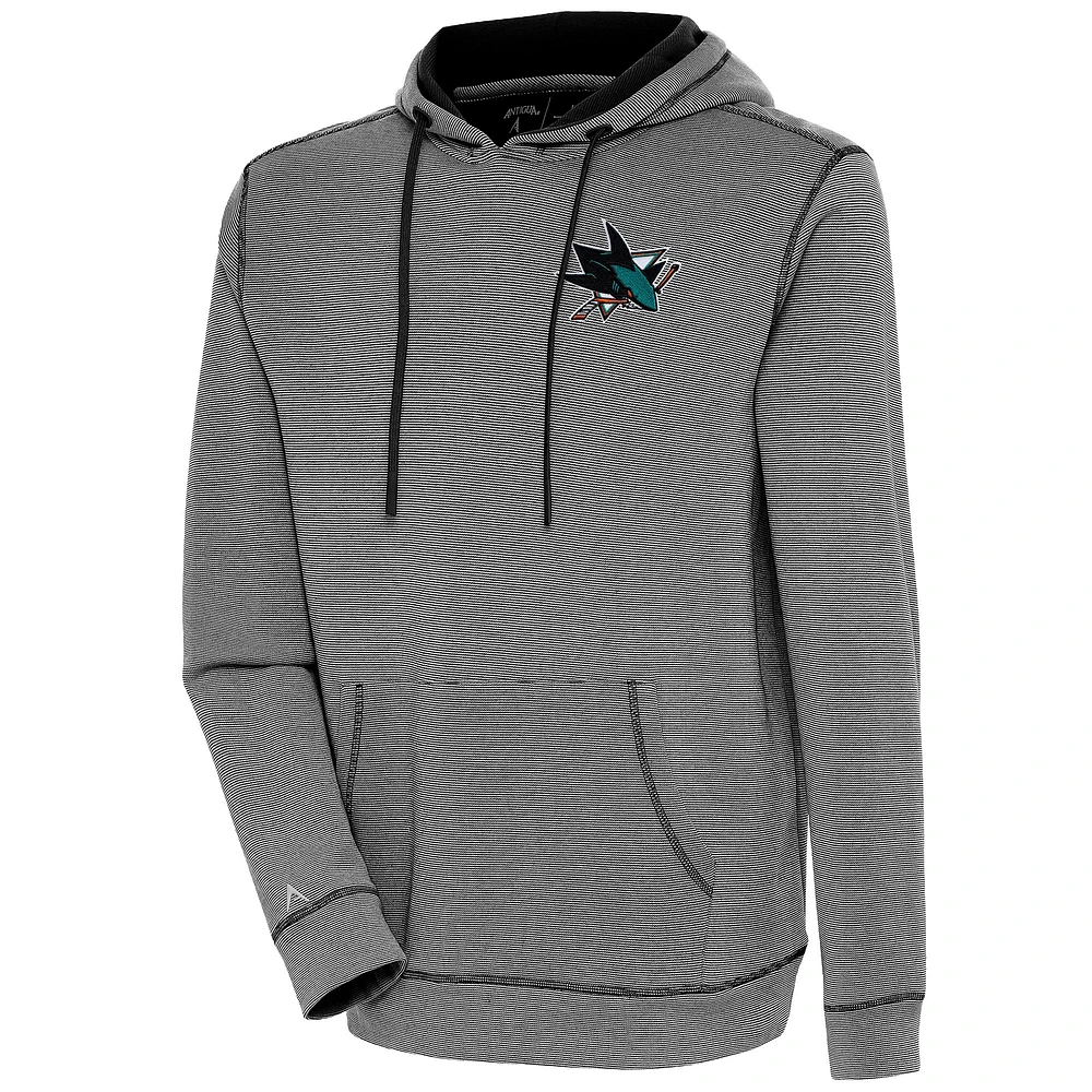 Men's Antigua Black San Jose Sharks Axe Bunker Tri-Blend Pullover Hoodie