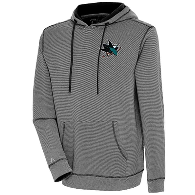 Men's Antigua Black San Jose Sharks Axe Bunker Tri-Blend Pullover Hoodie