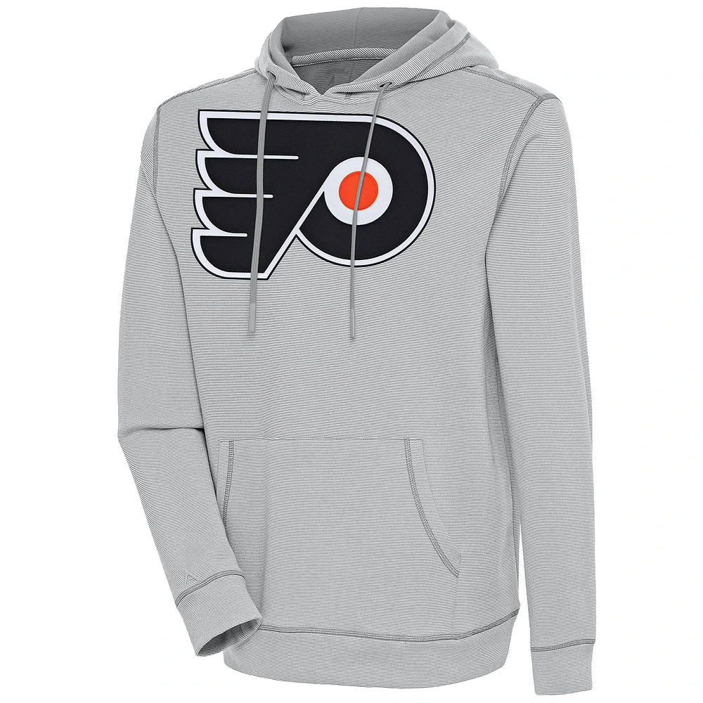 Men's Antigua Gray Philadelphia Flyers Axe Bunker Tri-Blend Pullover Hoodie