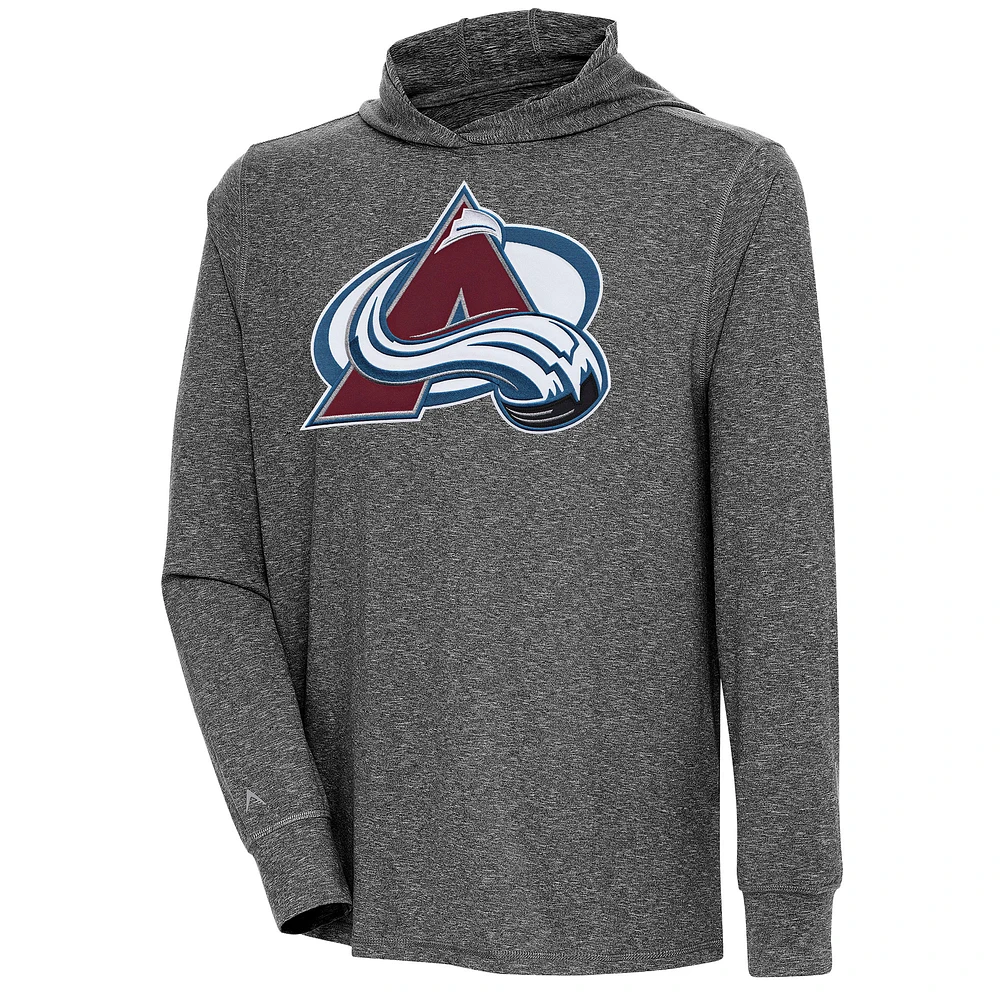 Men's Antigua Heather Black Colorado Avalanche Saga Pullover Hoodie