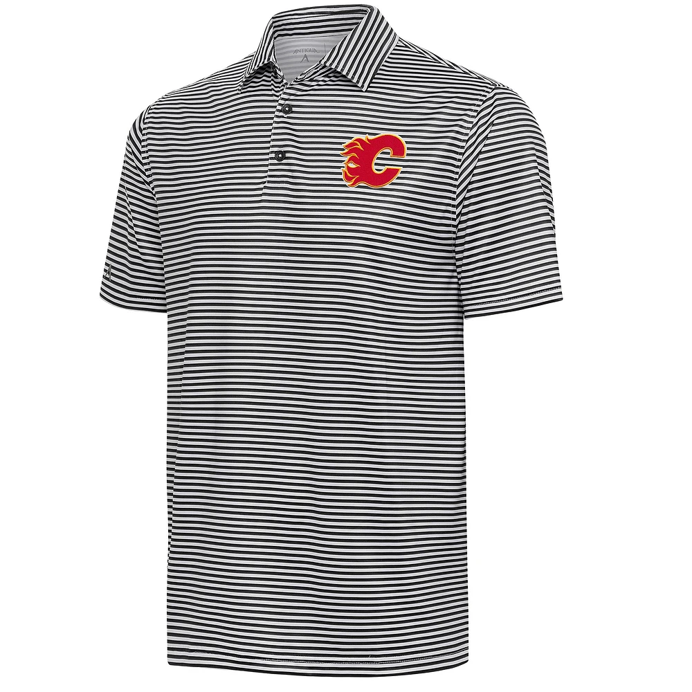 Men's Antigua Black Calgary Flames Skills Polo