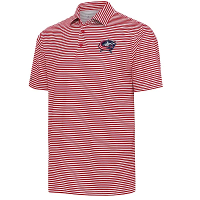 Men's Antigua Red Columbus Blue Jackets Skills Polo