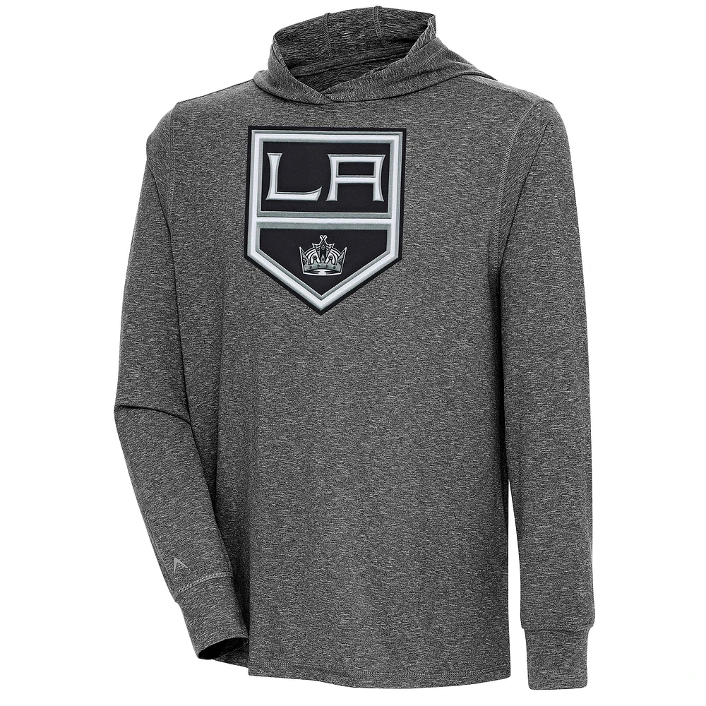 Men's Antigua Heather Black Los Angeles Kings Saga Pullover Hoodie