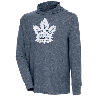 Men's Antigua Heather Navy Toronto Maple Leafs Saga Pullover Hoodie