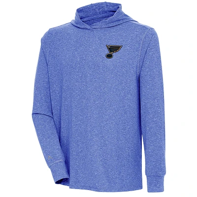 Men's Antigua Heather Royal St. Louis Blues Saga Pullover Hoodie