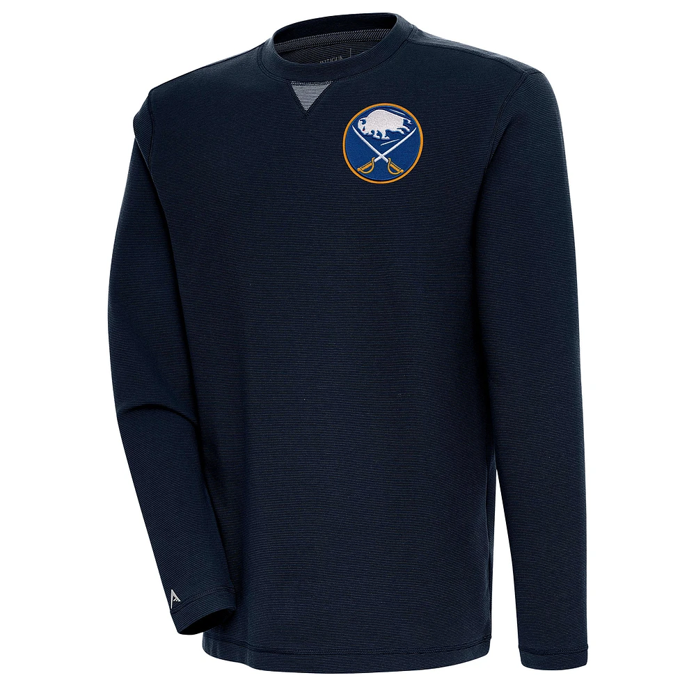 Men's Antigua Navy Buffalo Sabres Flier Bunker Tri-Blend Pullover Sweatshirt
