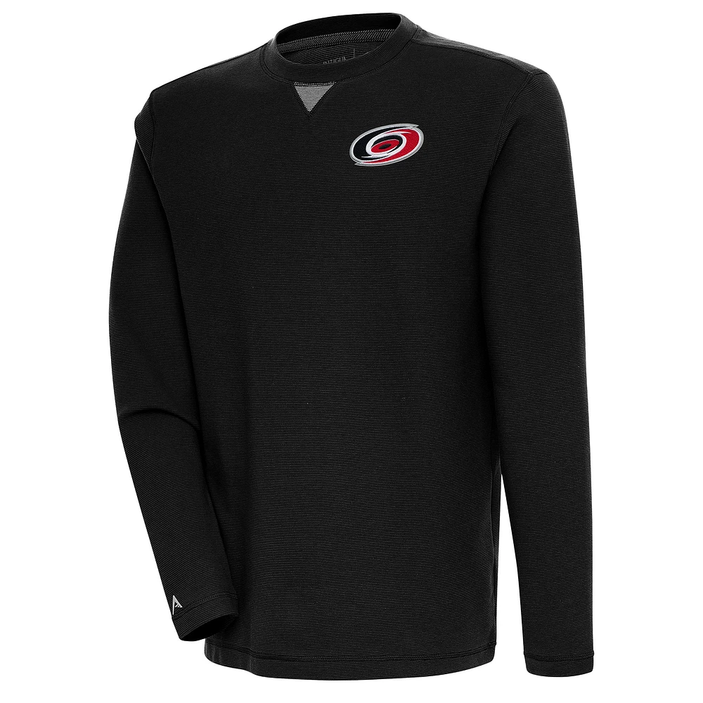 Men's Antigua Black Carolina Hurricanes Flier Bunker Tri-Blend Pullover Sweatshirt