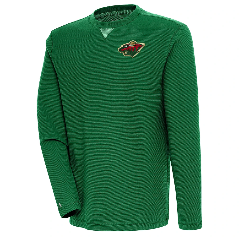 Men's Antigua Hunter Green Minnesota Wild Flier Bunker Tri-Blend Pullover Sweatshirt