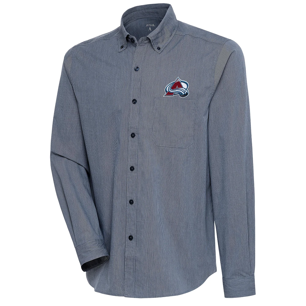Men's Antigua Navy Colorado Avalanche Compression Tri-Blend Button-Down Shirt
