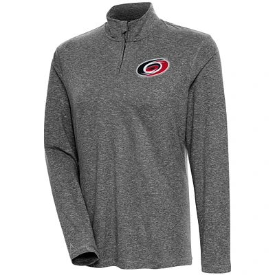 Women's Antigua Heather Black Carolina Hurricanes Confront Quarter-Zip Pullover Top