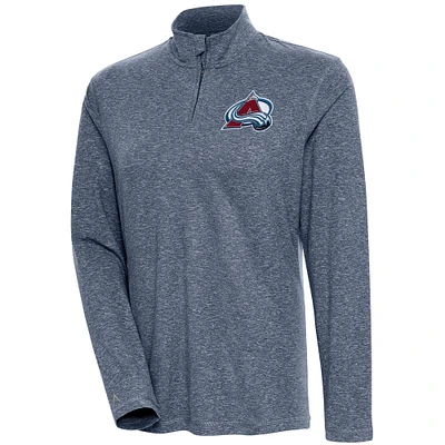Women's Antigua Heather Navy Colorado Avalanche Confront Quarter-Zip Pullover Top