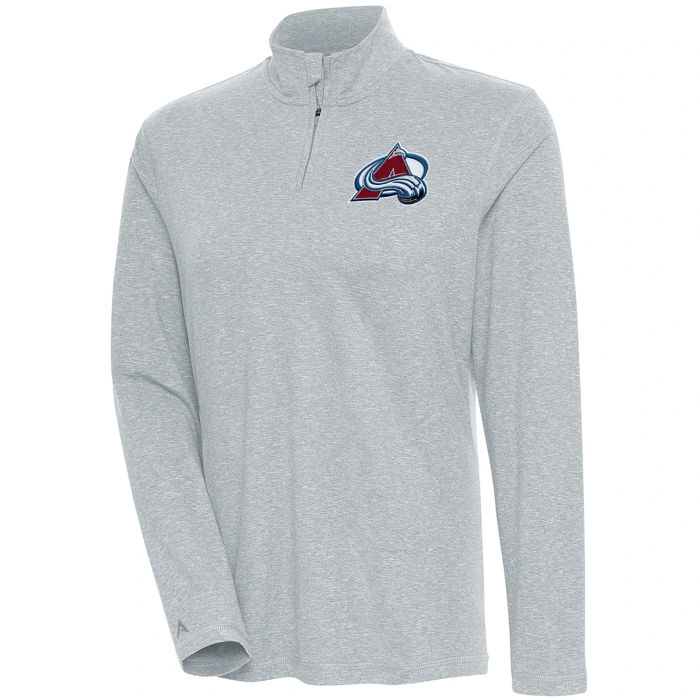 Women's Antigua Heather Colorado Avalanche Confront Quarter-Zip Pullover Top
