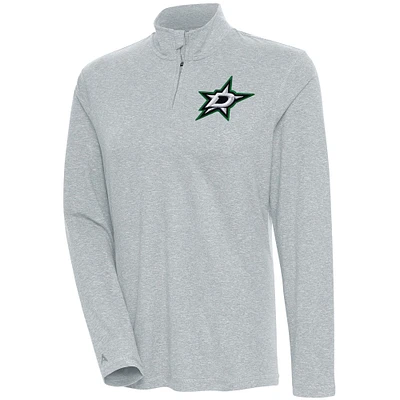 Women's Antigua Heather Gray Dallas Stars Confront Quarter-Zip Pullover Top