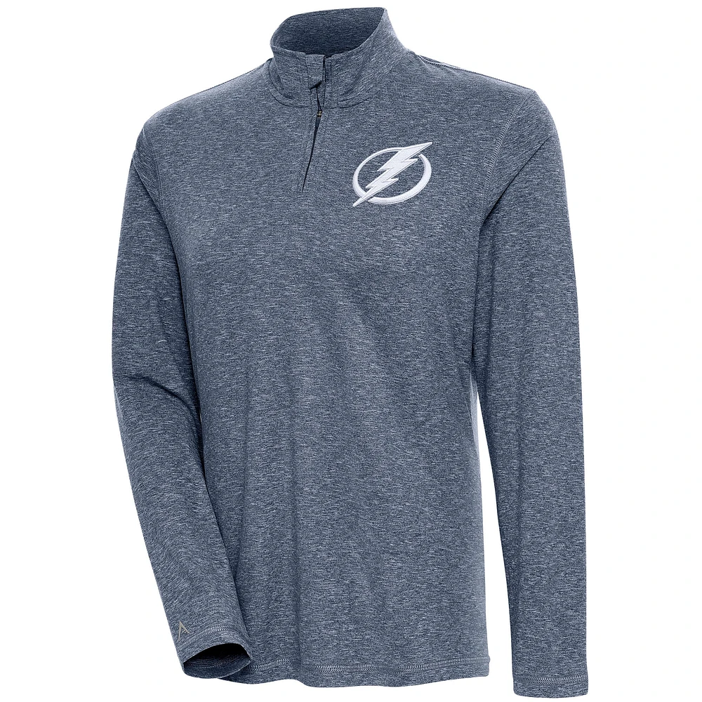 Women's Antigua Heather Navy Tampa Bay Lightning Confront Quarter-Zip Pullover Top