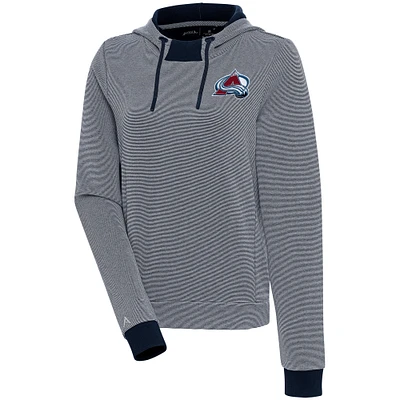 Women's Antigua Navy Colorado Avalanche Axe Bunker Tri-Blend Pullover Hoodie