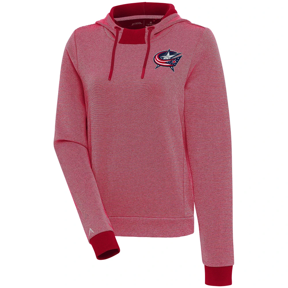 Women's Antigua Red Columbus Blue Jackets Axe Bunker Tri-Blend Pullover Hoodie