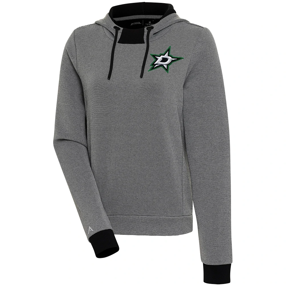 Women's Antigua Black Dallas Stars Axe Bunker Tri-Blend Pullover Hoodie