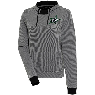 Women's Antigua Black Dallas Stars Axe Bunker Tri-Blend Pullover Hoodie