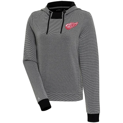 Women's Antigua Black Detroit Red Wings Axe Bunker Tri-Blend Pullover Hoodie
