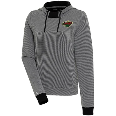 Women's Antigua Black Minnesota Wild Axe Bunker Tri-Blend Pullover Hoodie