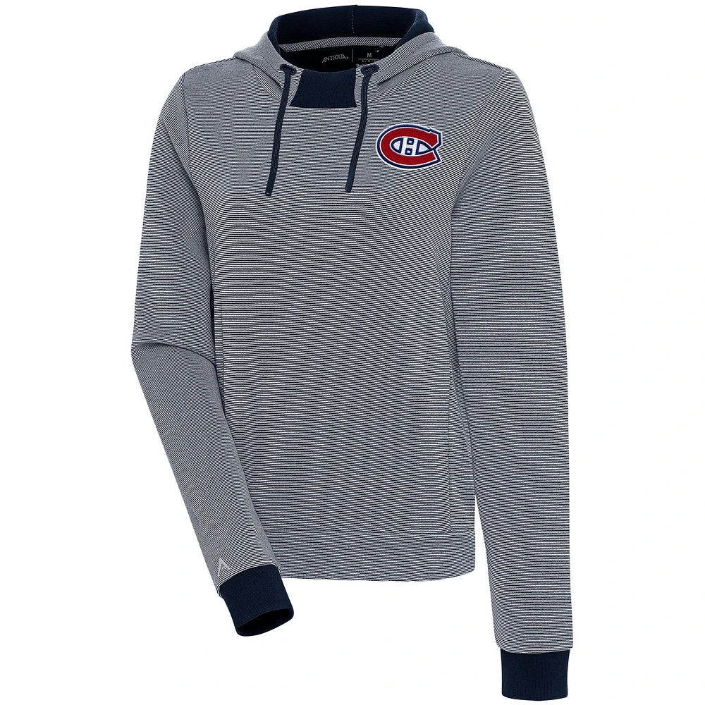 Women's Antigua Navy Montreal Canadiens Axe Bunker Tri-Blend Pullover Hoodie