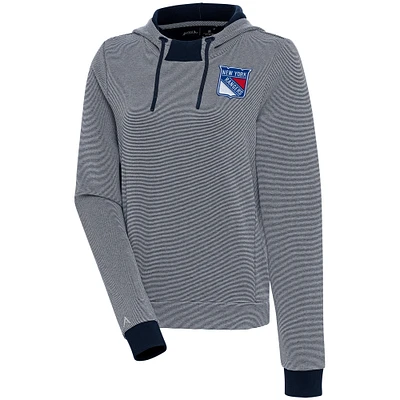 Women's Antigua Navy New York Rangers Axe Bunker Tri-Blend Pullover Hoodie