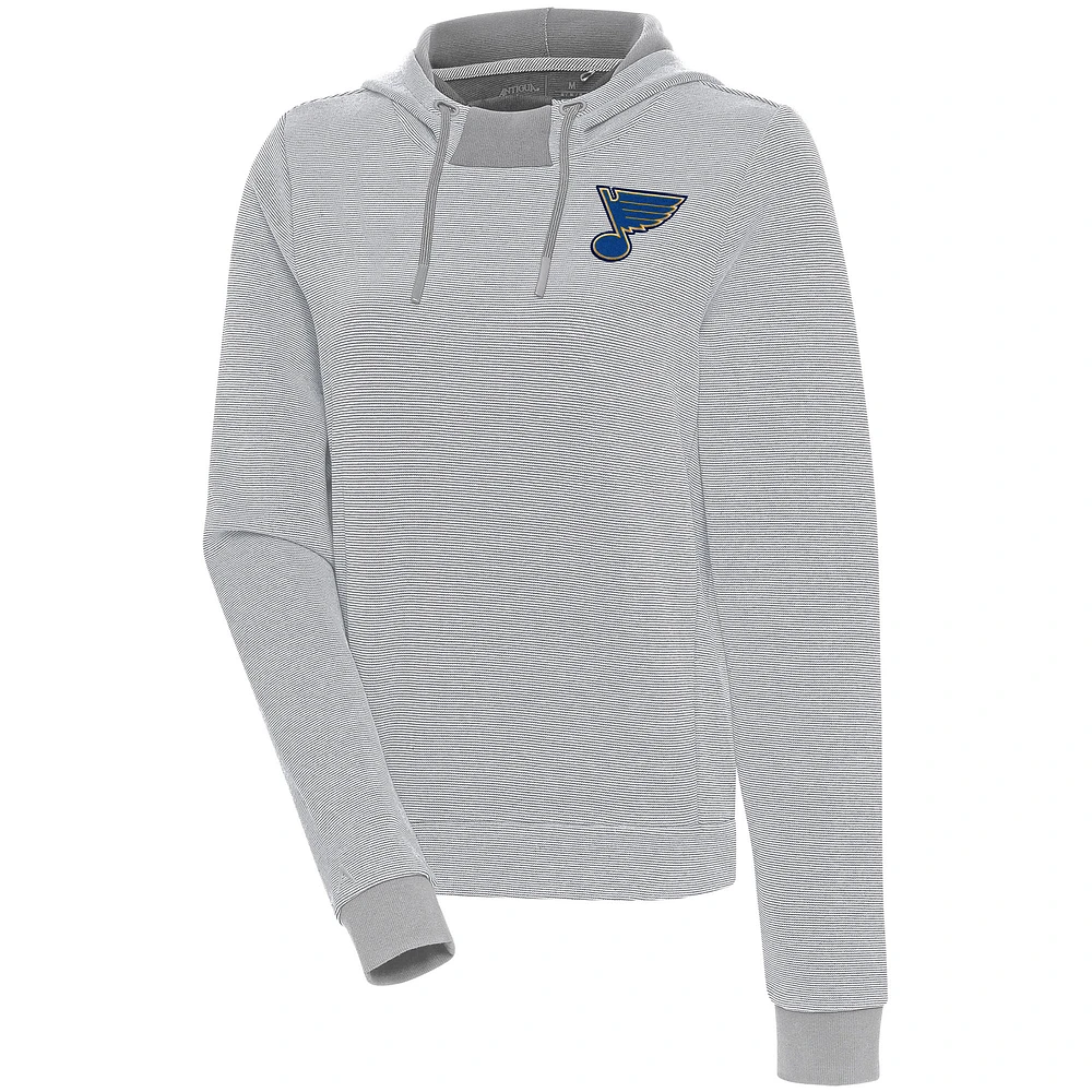 Women's Antigua Gray St. Louis Blues Axe Bunker Tri-Blend Pullover Hoodie