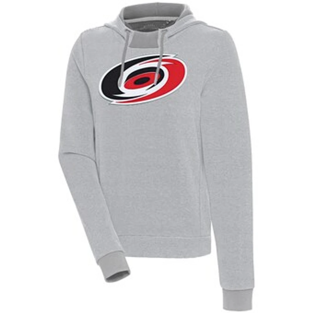 Women's Antigua Gray Carolina Hurricanes Axe Bunker Tri-Blend Pullover Hoodie