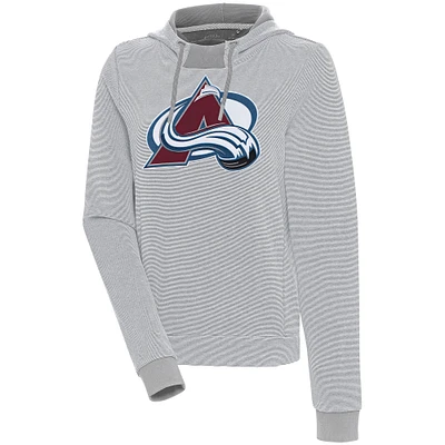 Women's Antigua Gray Colorado Avalanche Axe Bunker Tri-Blend Pullover Hoodie