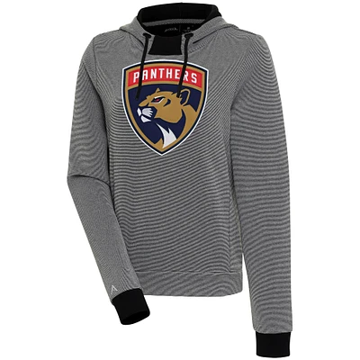 Women's Antigua Black Florida Panthers Axe Bunker Tri-Blend Pullover Hoodie
