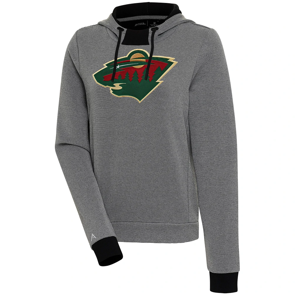 Women's Antigua Black Minnesota Wild Axe Bunker Tri-Blend Pullover Hoodie