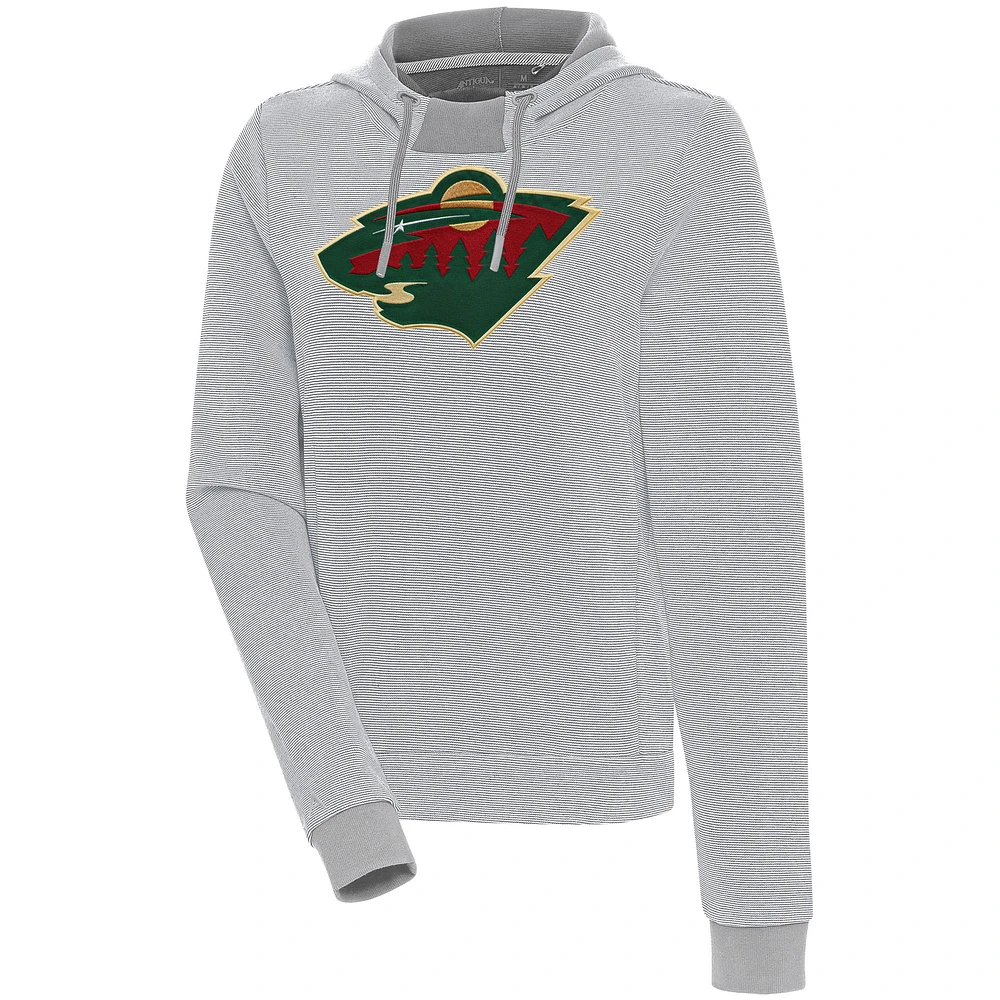 Women's Antigua Minnesota Wild Axe Bunker Tri-Blend Pullover Hoodie