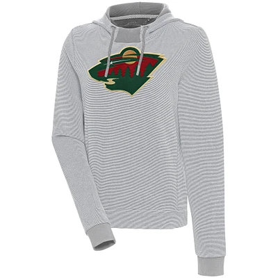 Women's Antigua Minnesota Wild Axe Bunker Tri-Blend Pullover Hoodie