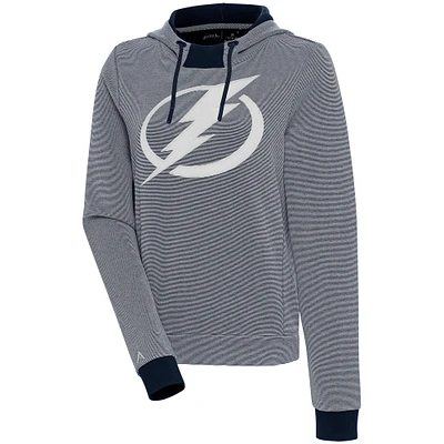 Women's Antigua Navy Tampa Bay Lightning Axe Bunker Tri-Blend Pullover Hoodie
