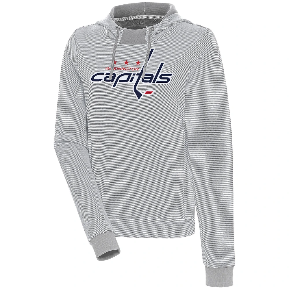 Women's Antigua Gray Washington Capitals Axe Bunker Tri-Blend Pullover Hoodie
