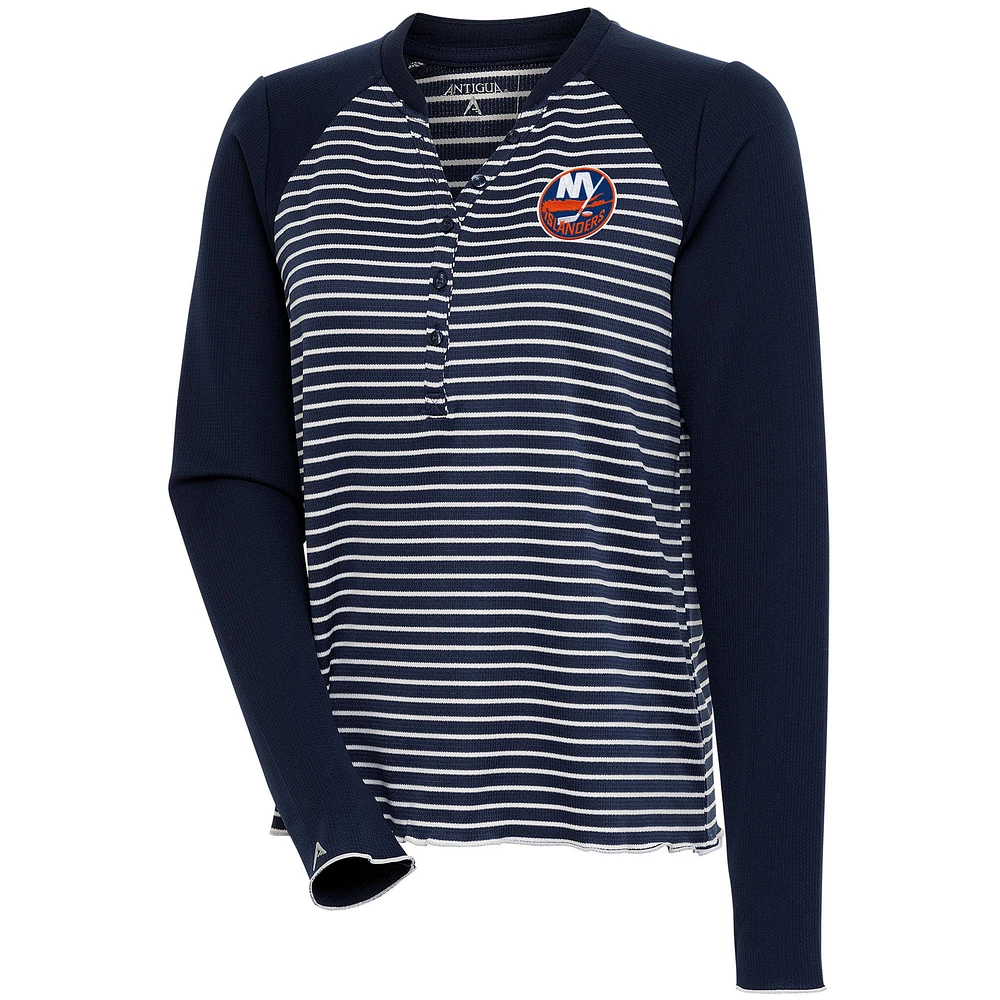 Women's Antigua Navy New York Islanders Maverick Henley Long Sleeve T-Shirt