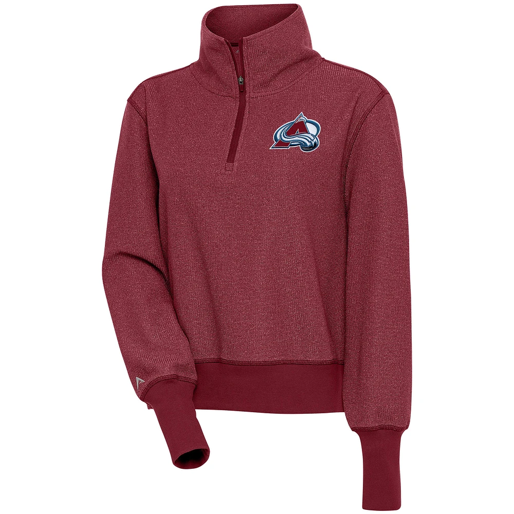 Women's Antigua Heather Burgundy Colorado Avalanche Upgrade Half-Zip Pullover Top