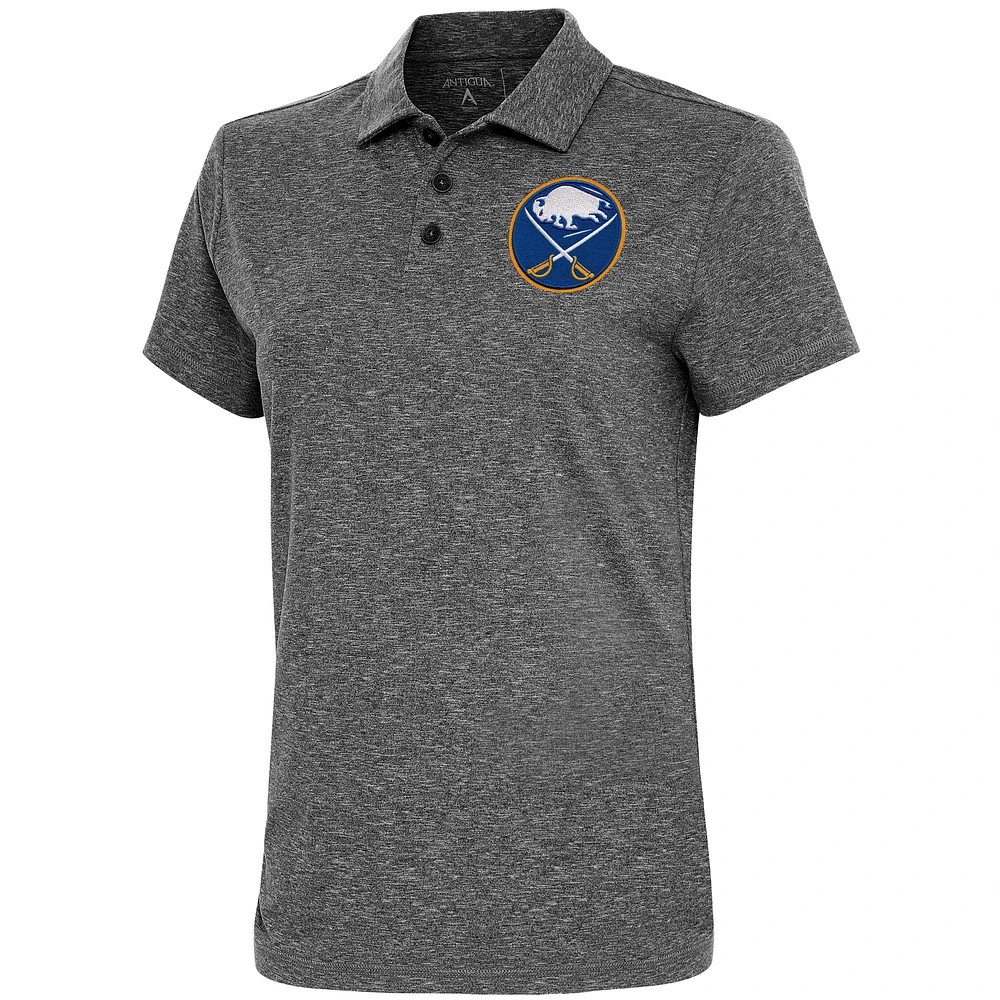 Women's Antigua Heather Black Buffalo Sabres Motivated Polo