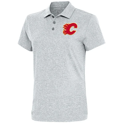 Women's Antigua Heather Gray Calgary Flames Motivated Polo