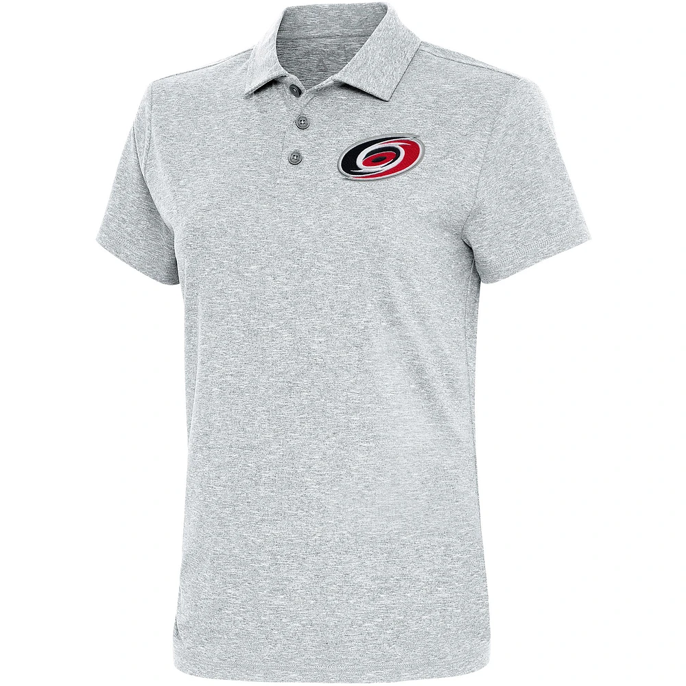 Women's Antigua Heather Gray Carolina Hurricanes Motivated Polo