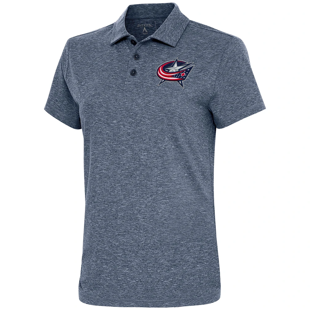 Women's Antigua Heather Navy Columbus Blue Jackets Motivated Polo