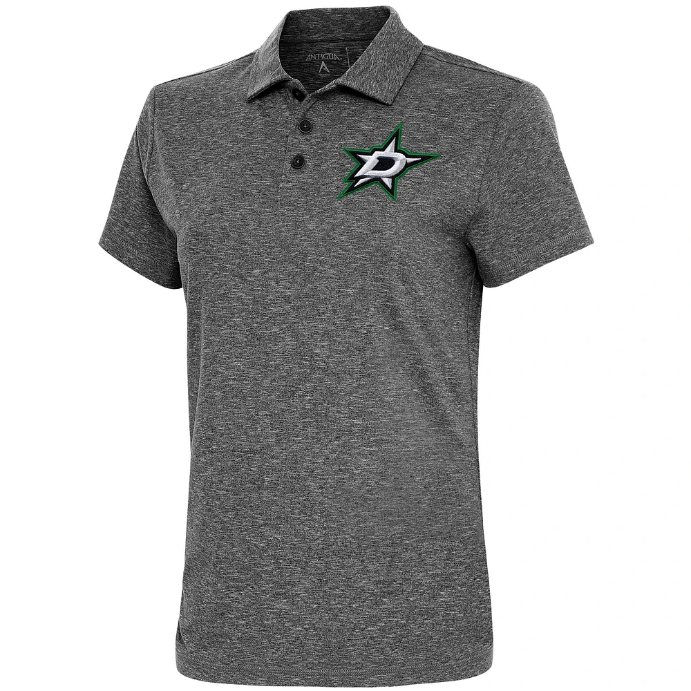 Women's Antigua Heather Black Dallas Stars Motivated Polo