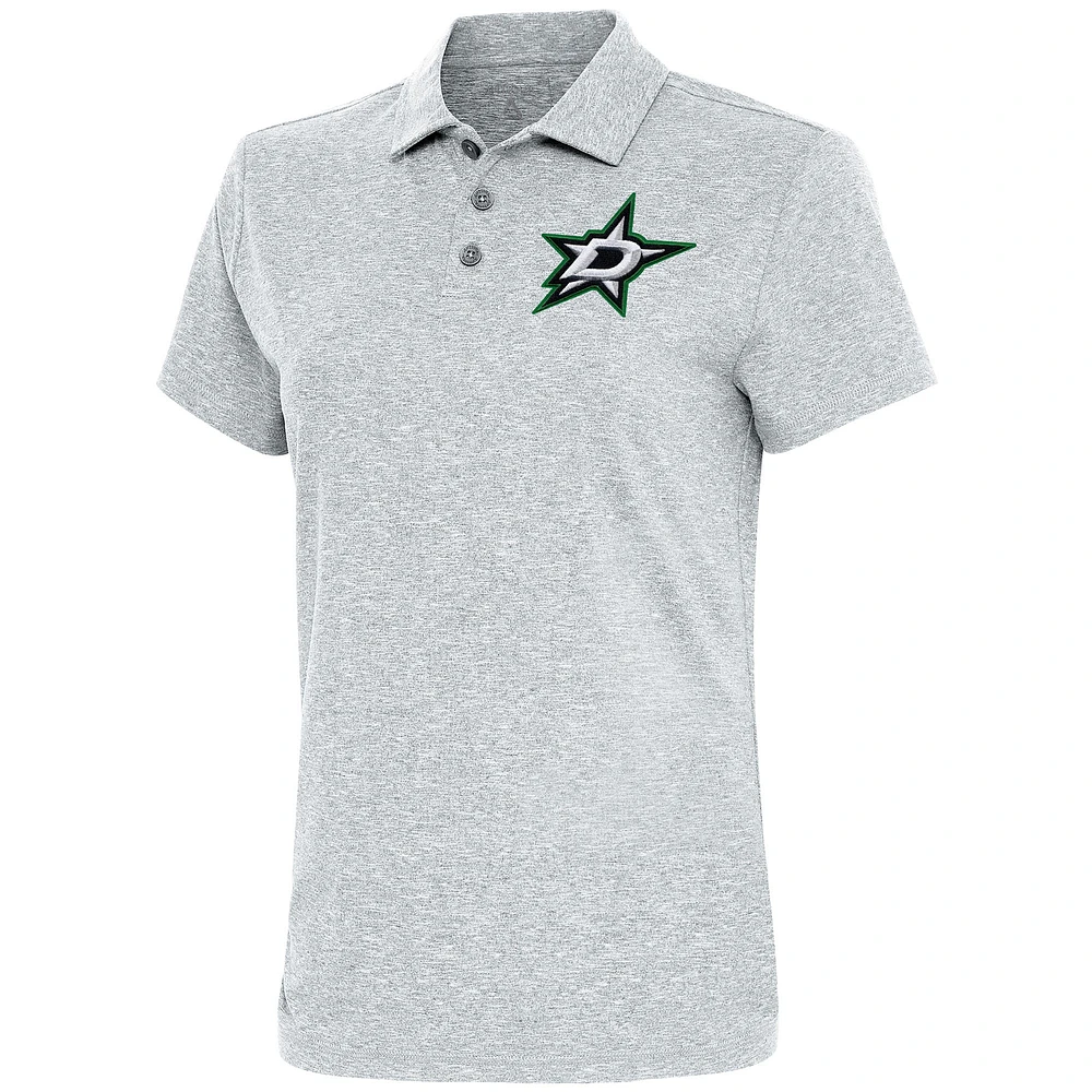 Women's Antigua Heather Gray Dallas Stars Motivated Polo