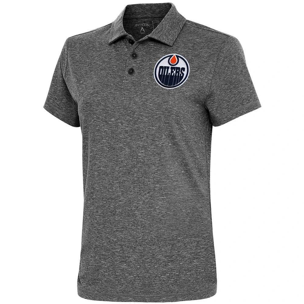 Women's Antigua Heather Black Edmonton Oilers Motivated Polo