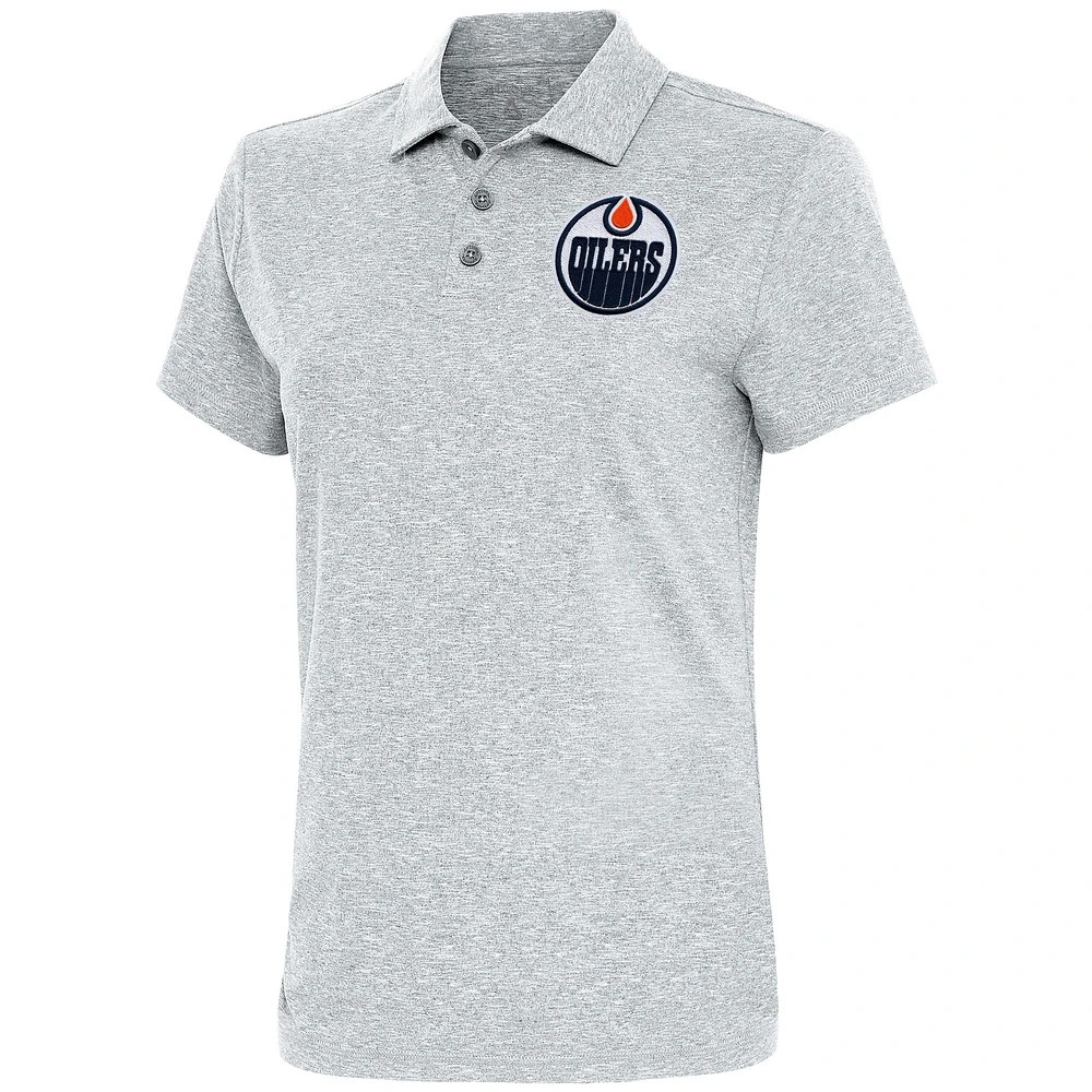 Women's Antigua Heather Edmonton Oilers Motivated Polo