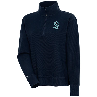 Women's Antigua Deep Sea Blue Seattle Kraken Portal Quarter-Zip Pullover Top