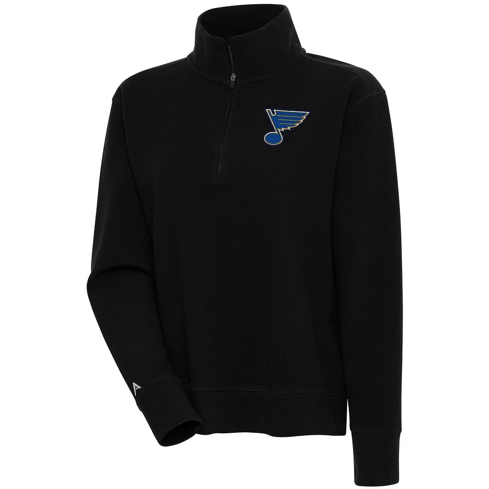 Women's Antigua Black St. Louis Blues Portal Quarter-Zip Pullover Top