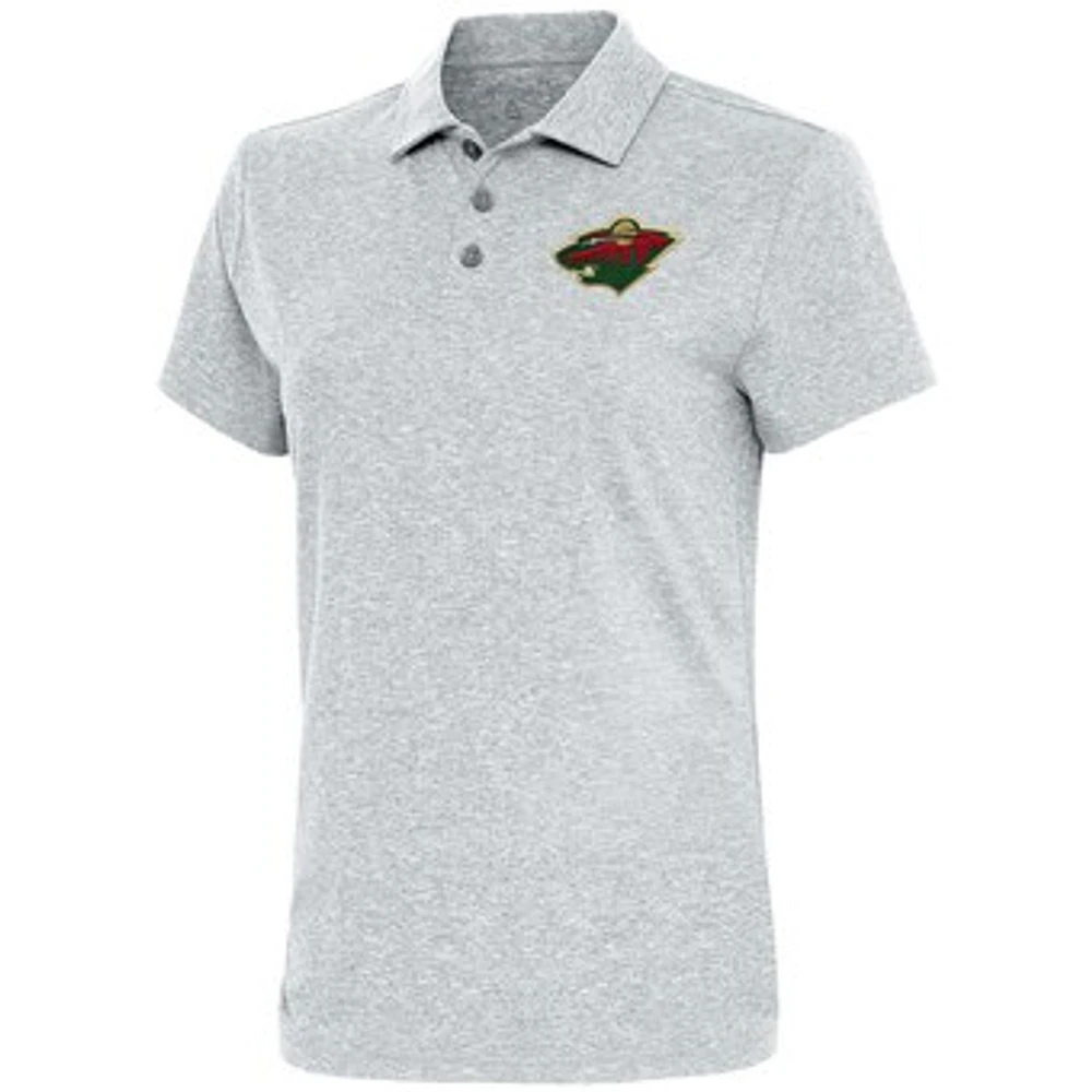 Women's Antigua Heather Gray Minnesota Wild Motivated Polo